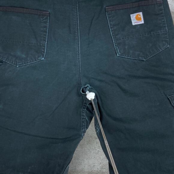 Vintage 90s Carhartt Carpenter Pants 38x32 Baggy Wide Leg Fit Black Double Knees - Picture 8 of 12